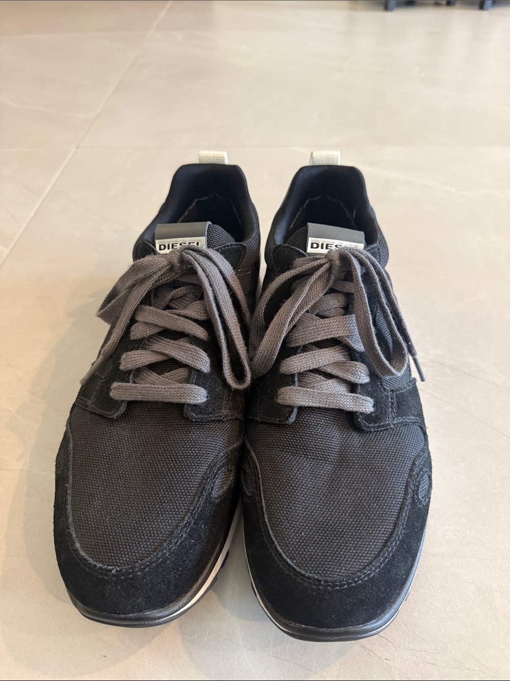 Diesel Black and Gray Men's Low-Top Lace-Up Sneakers